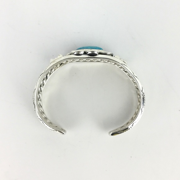 Vintage Bohemian Boho Navajo Sterling Silve Turquoise Cuff Bracelet - Picture 5 of 5